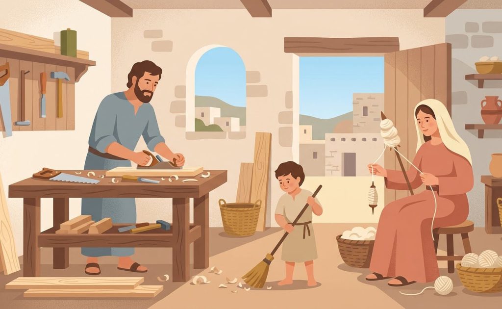 Familie und Beziehungen - Illustration prière catholique